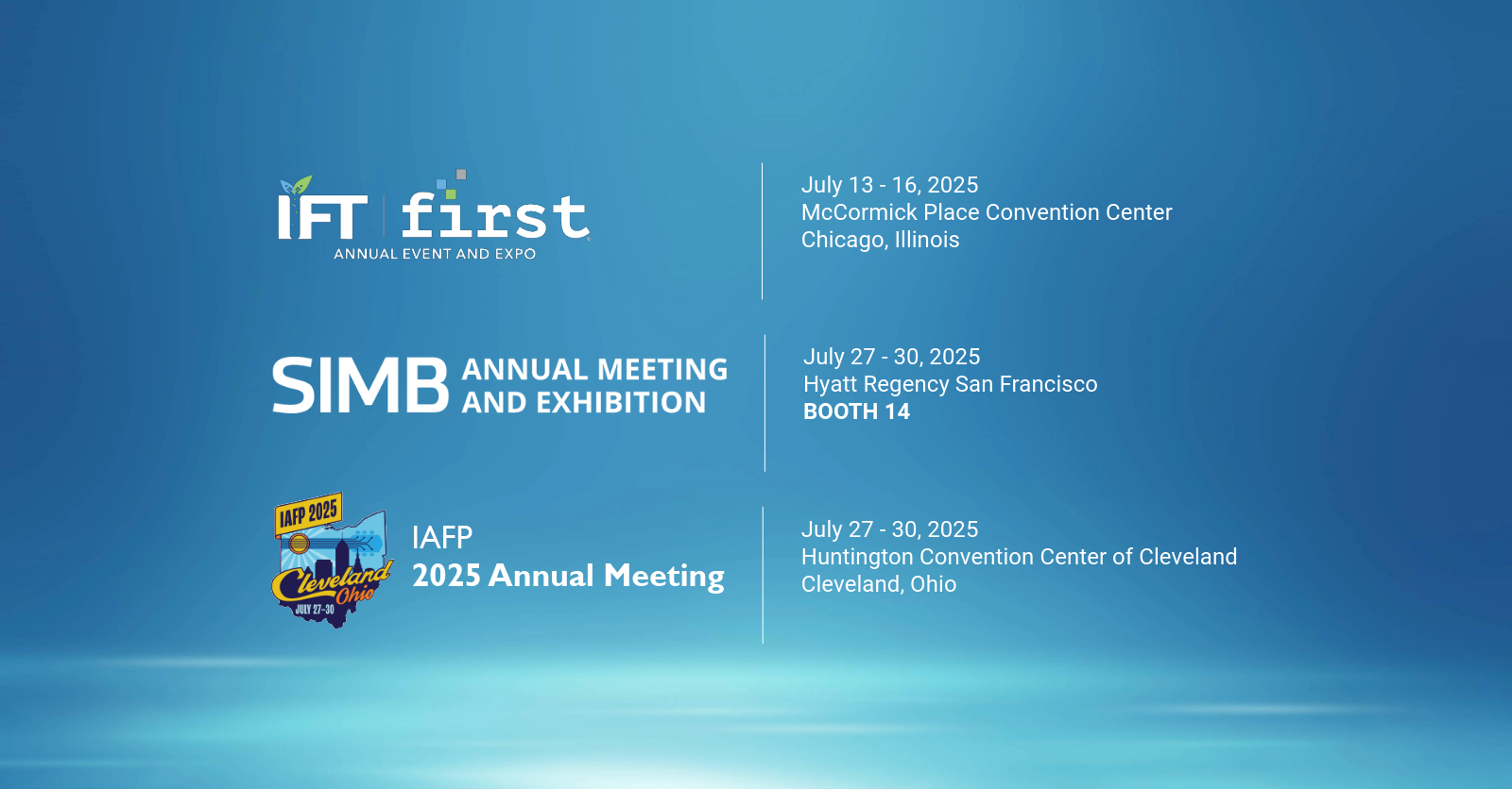 Dates and locations of july's trade shows